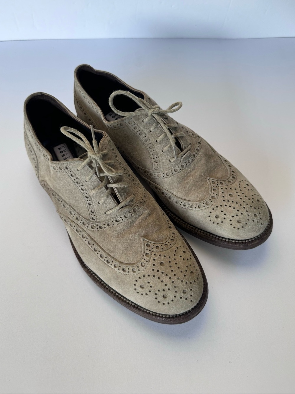 Fratelli Rossetti Grey Suede Wingtip Oxford Shoes Italy 37.5 US 7